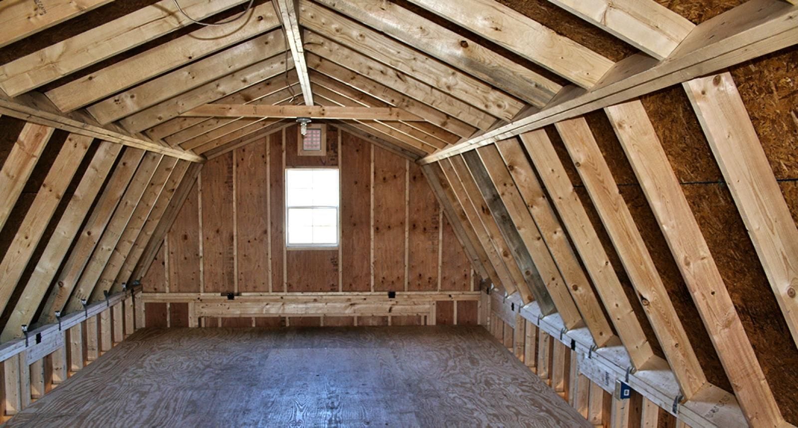 Gambrel roof design and attic space shown