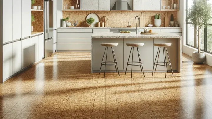 cork flooring in a kitchen