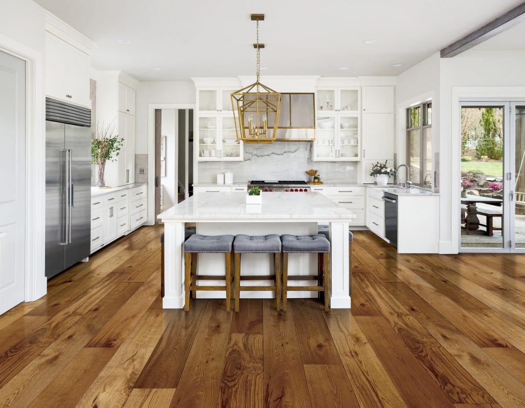 wood timber flooring in a kitchen