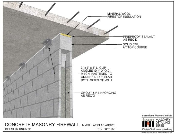 masonry construction firewall detail