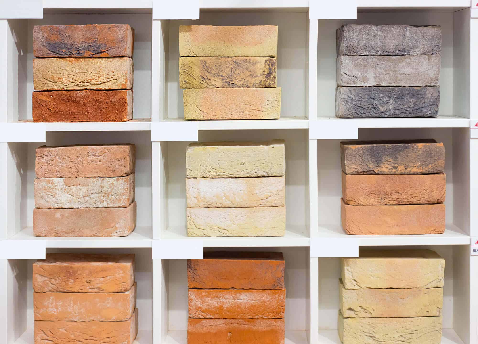 many brick colours and finishes