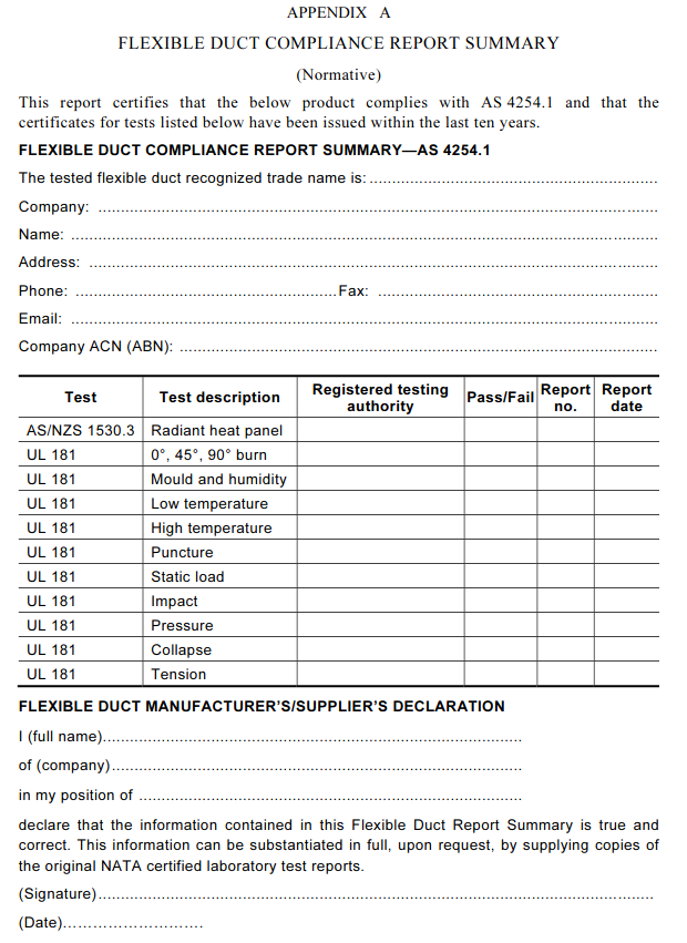 extract from AS4254.1 appendix A