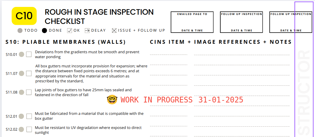 C10 rough in stage checklist is on its way